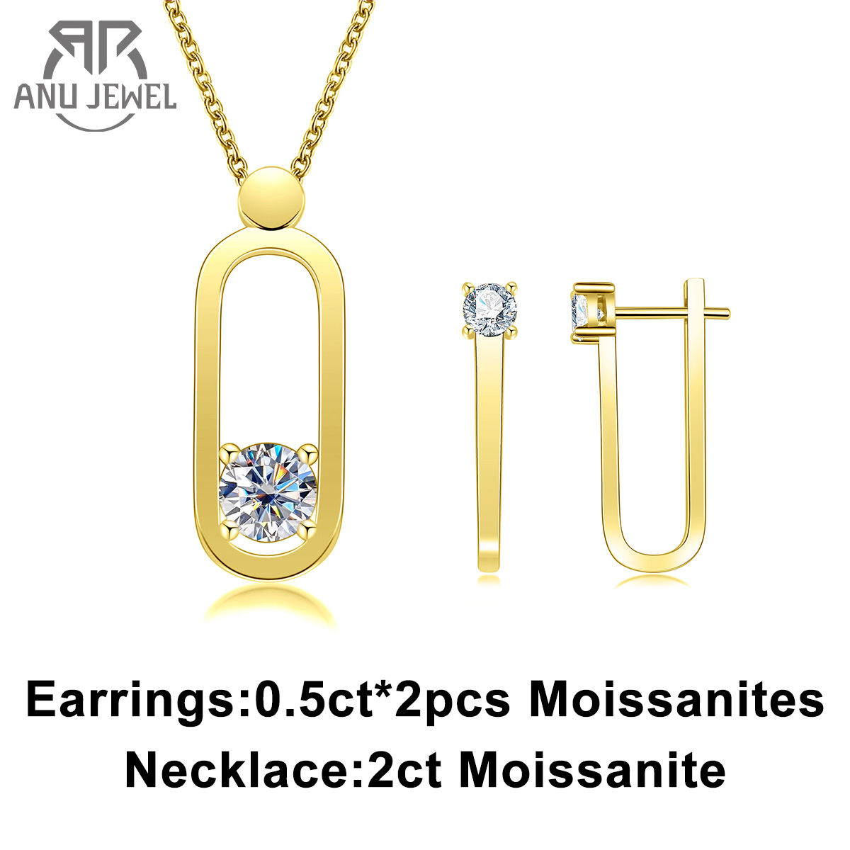 Ansi Chain - AnuJewel 2ct D สี Moissanite Pin