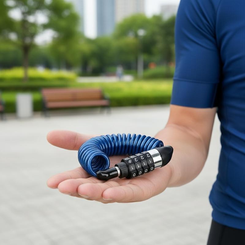 Bicycle Chain - สายล็อคกันขโมยสำหรับมอเตอร์ไซค์และจักรยานแบบใหม่ พร้อมรหัสผ่าน 4 หลัก ล็อคหมวกกันน็อคแบบพกพา สายเคเบิลนิรภัย