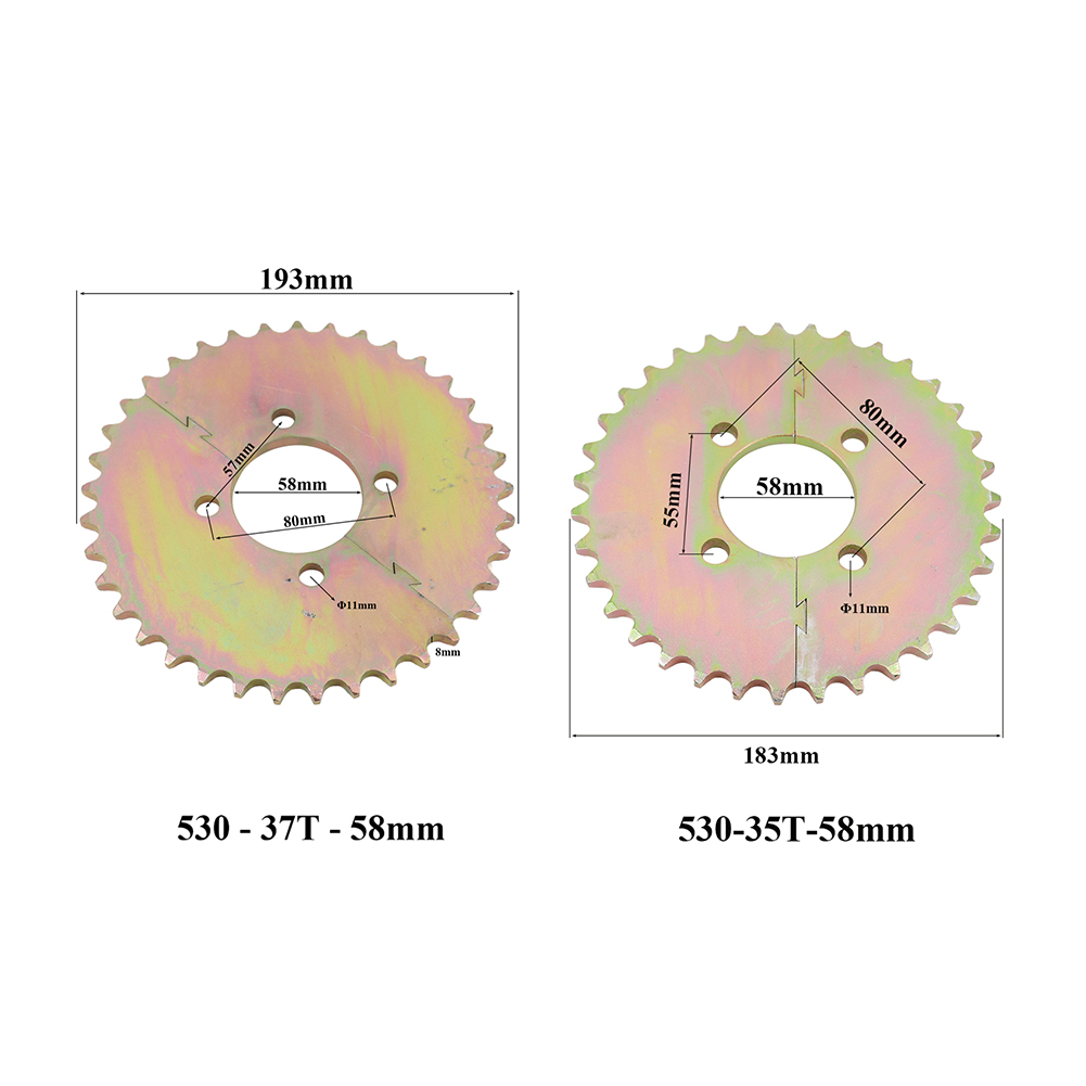 530 Chain - สเตอร์หลังแบบแยกส่วน 530 สำหรับรถจักรยานยนต์ 35T/37T รูใน 58