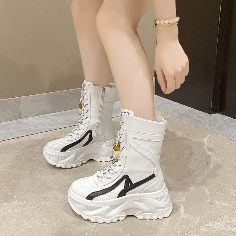 รองเท้าบูทผู้หญิงแบบหนา 8 ซม.  - Motorcycle Chain บทวิจารณ์และราคา