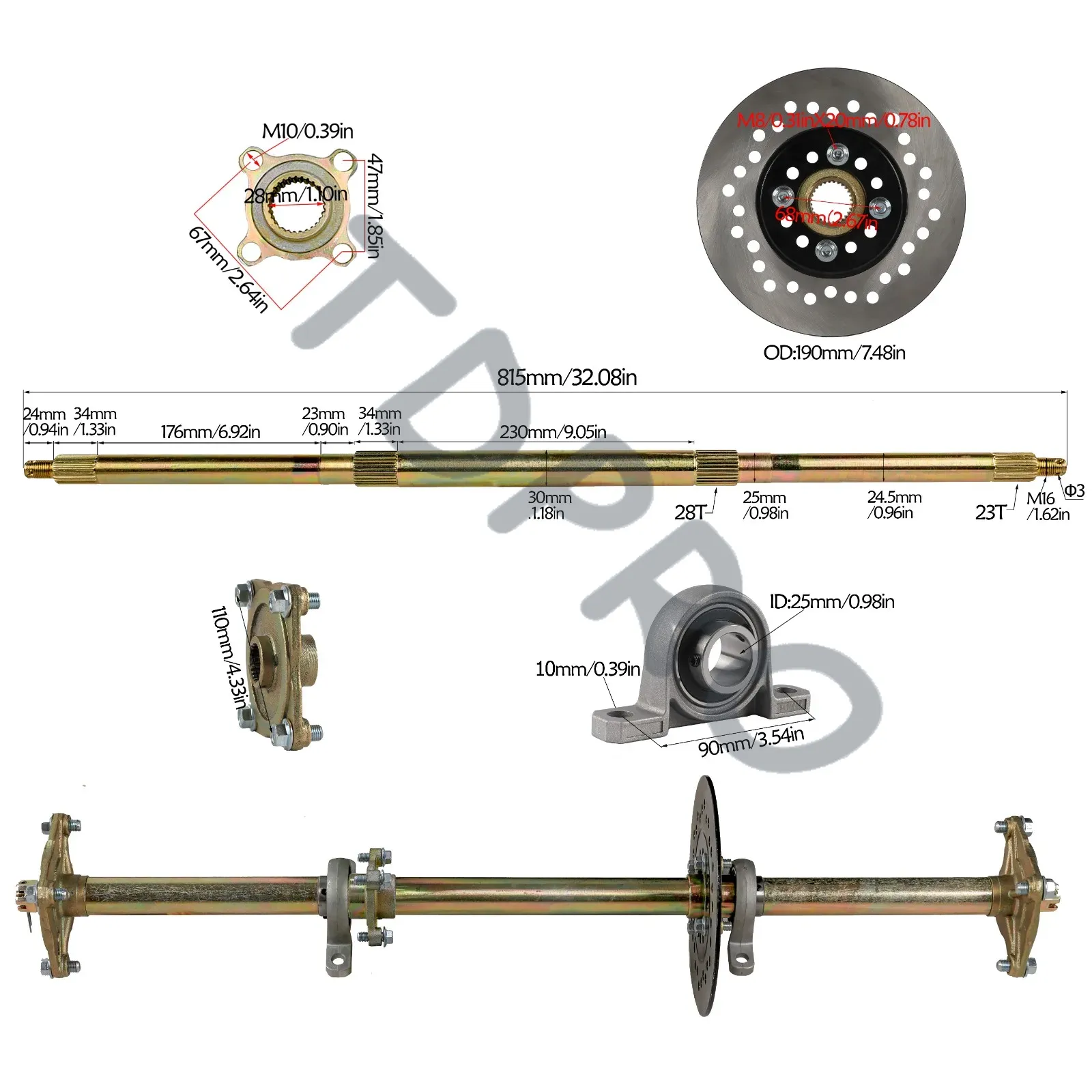 เพลาล้อหลัง tdpro 32 ''Go Kart - 428 Chain บทวิจารณ์และราคา